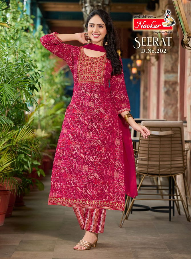 Seerat Vol 2 By Navkar Rayon Foil Printed Kurti With Bottom Dupatta Wholesale Online
